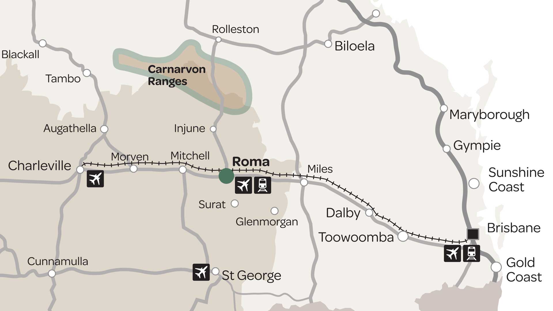 Roma Carnarvon region map